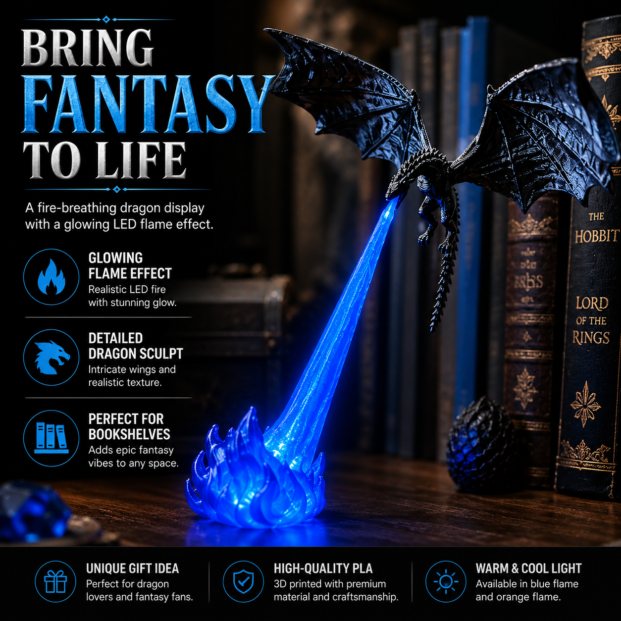 Ncrovopro Fire Breathing Dragon Fantasy Display