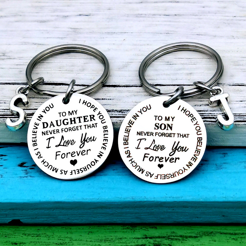 Son and Daughter - I Love You Forever - Personalized Letter Keychain