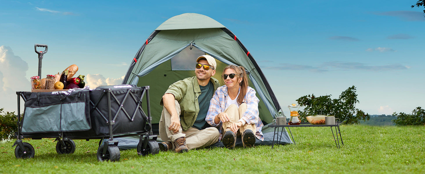 FUNDANGO Folding Wagon 180L Dual Chassis Camping Wagon