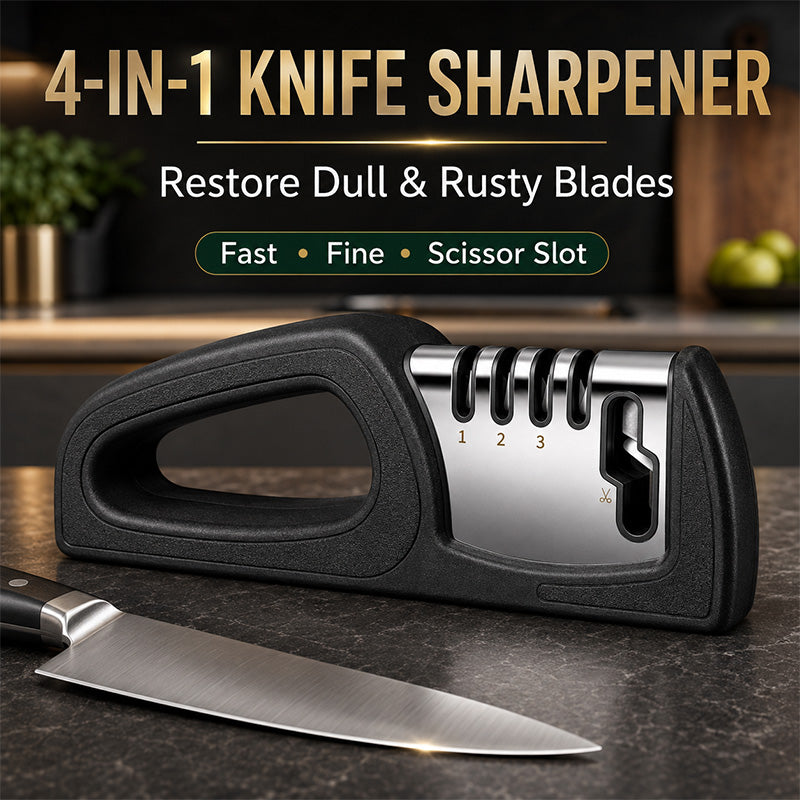 4-in-1 kitchen knife and scissor sharpener