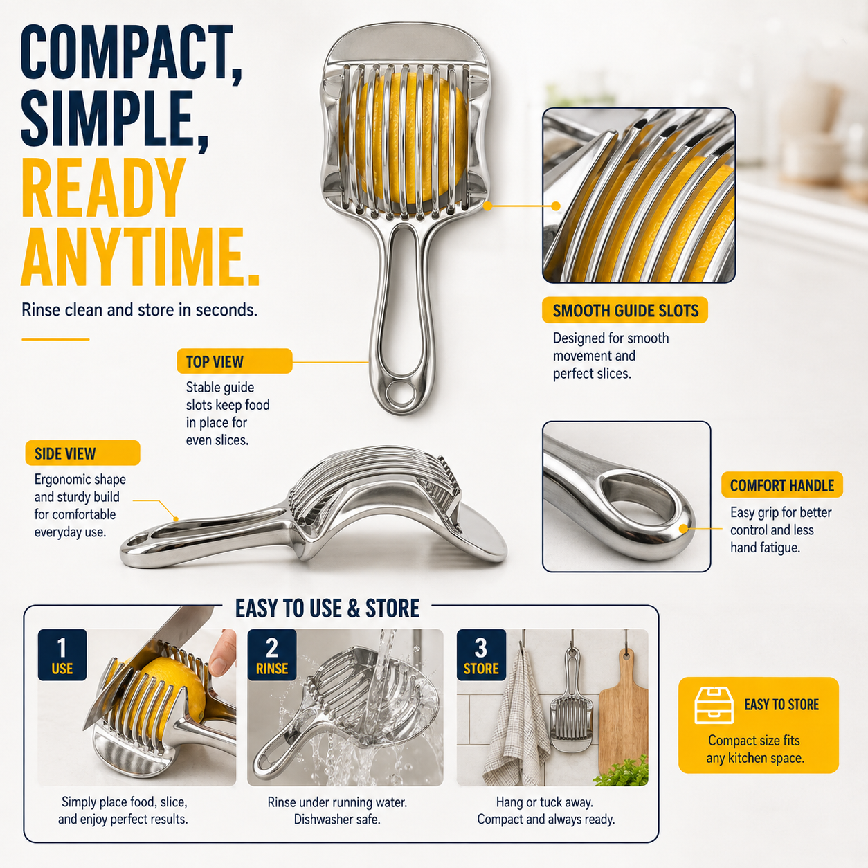 Compact kitchen slicing guide for convenient storage