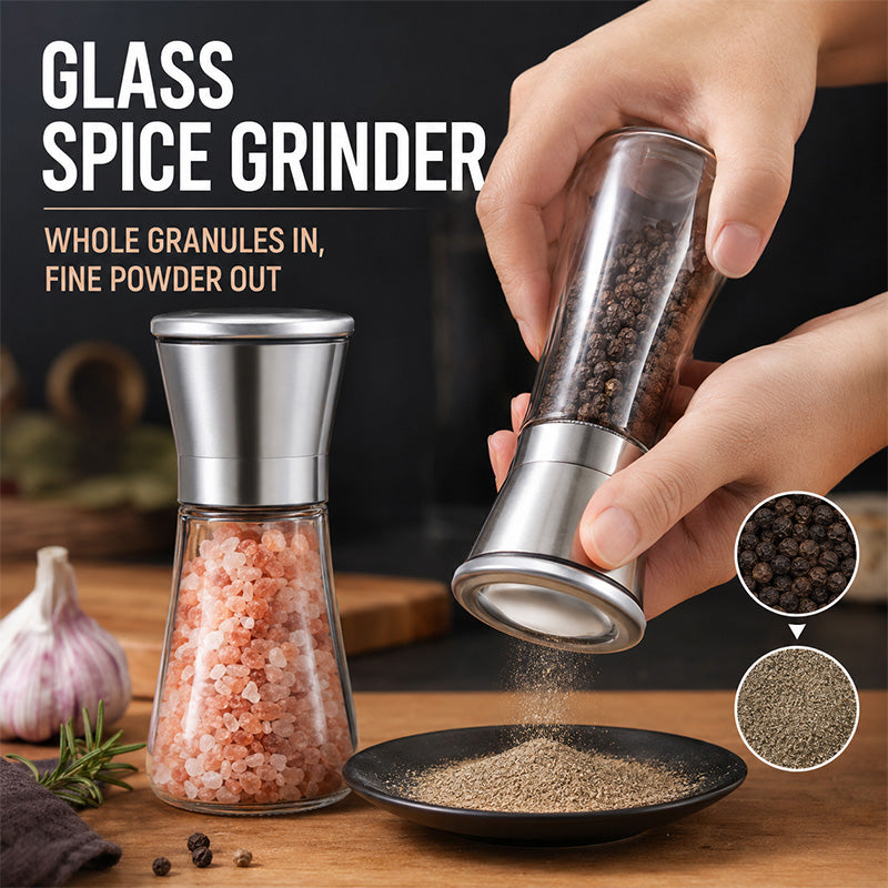 Ergonomic manual salt and pepper grinder with ceramic rotor