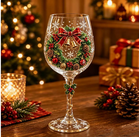 Christmas Wreath Glass