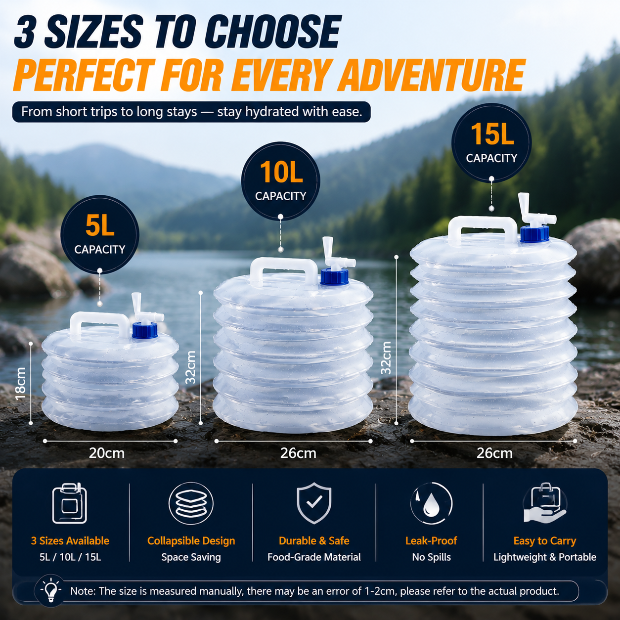 5L 10L 15L water bucket sizes