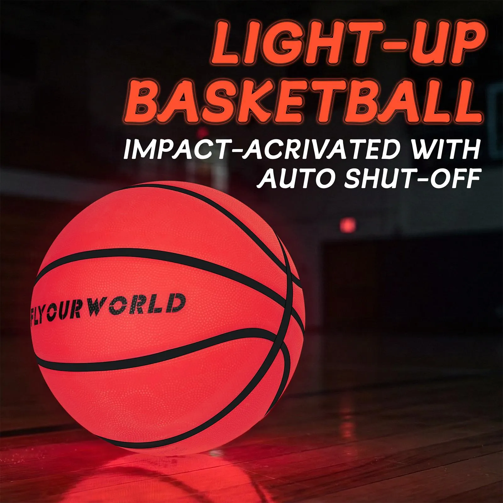 Basketball glowing with LED lights during night play