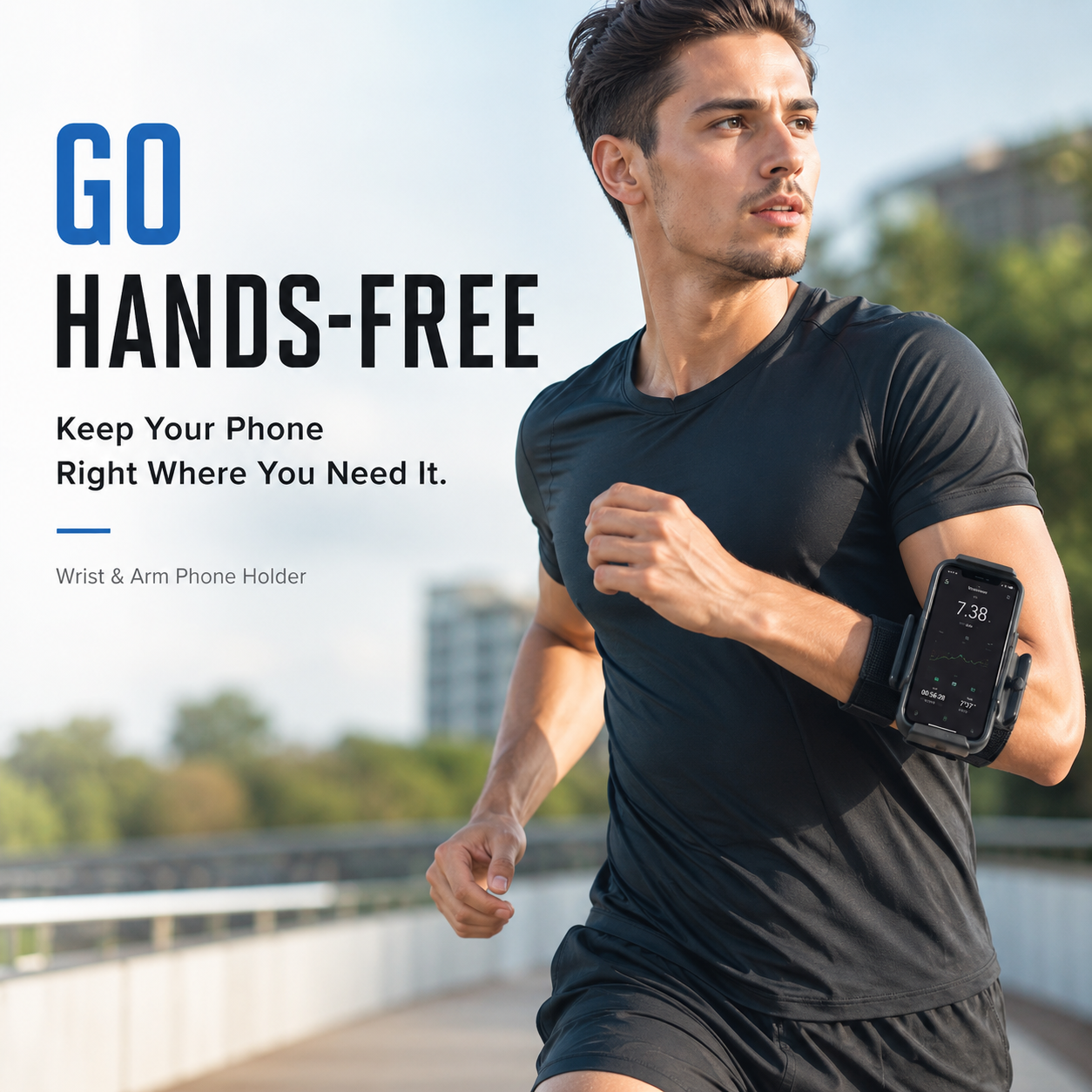 Hands-free wrist and arm phone holder for running and workouts
