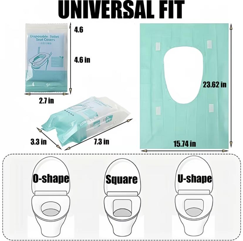Disposable Toilet Seat Covers (10/20/30-Pack), 16x24in Waterproof Portable Non-Slip Individually Wrapped Bathroom Hygiene Essentials