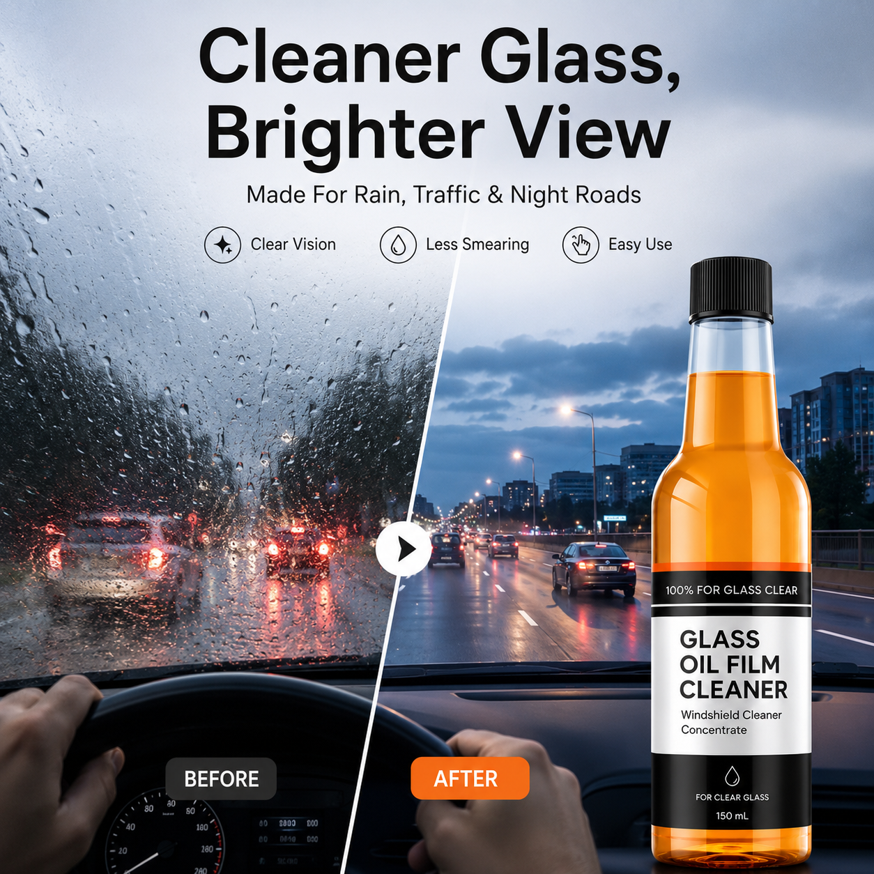 Windshield cleaning fluid concentrate bottle on desk