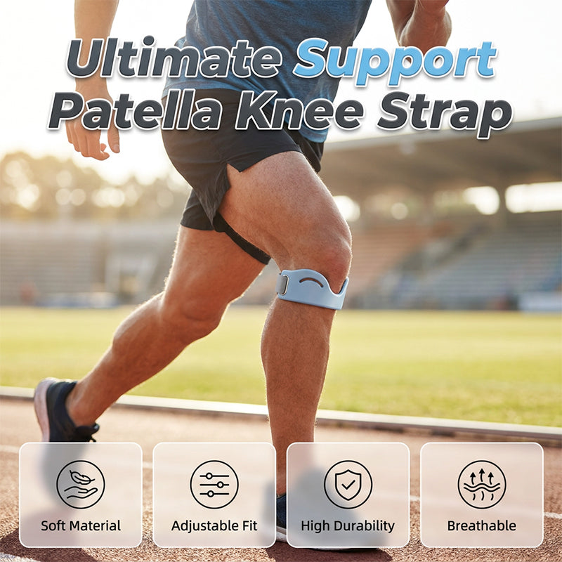 Silicone patella tendon strap adjustable knee support band 2 pack for sports