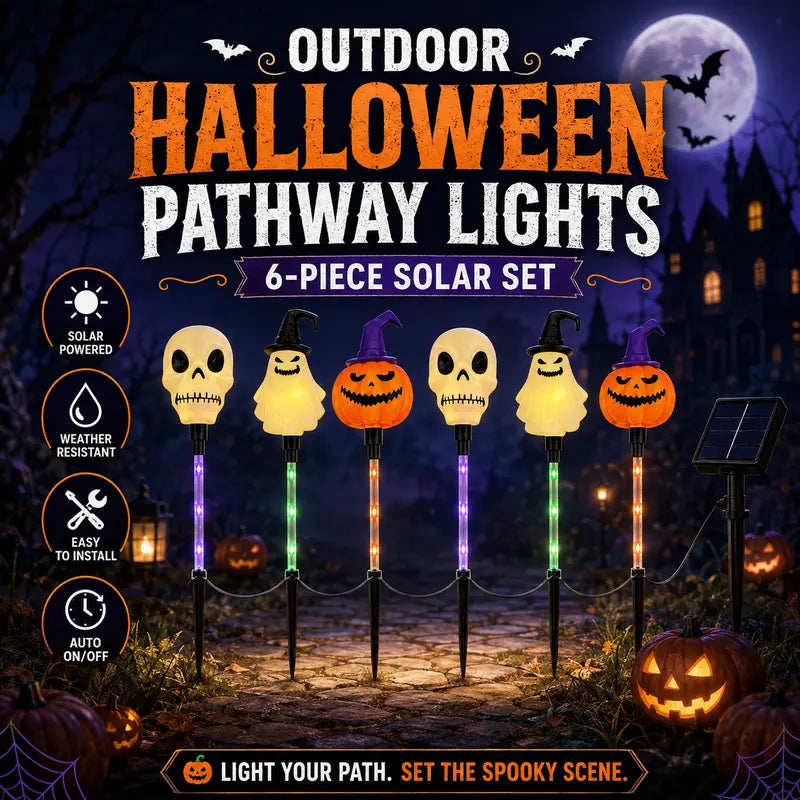 Pumpkin Ghost Skull 6PCS solar Halloween stake lights
