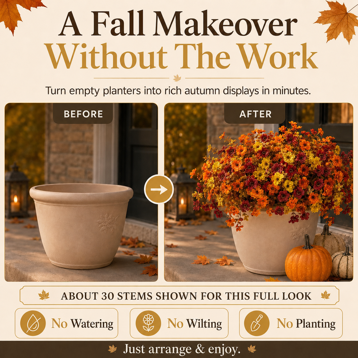 Autumn porch planter flowers