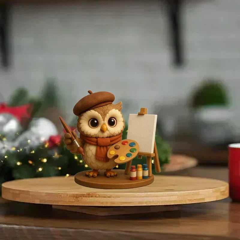 Owl advent calendar holiday gift and décor scene