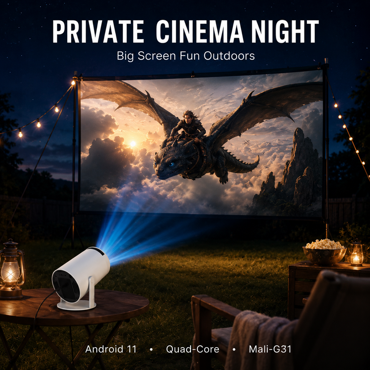 Holding lightweight mini projector in single hand