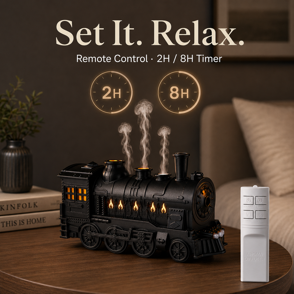 Wireless remote control for the train aroma diffuser