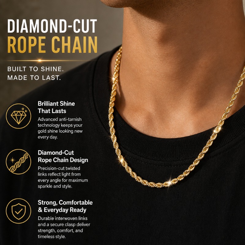 Diamond-cut rope chain statement necklace