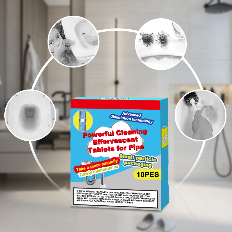 Pipe cleaning effervescent tablets for household drains