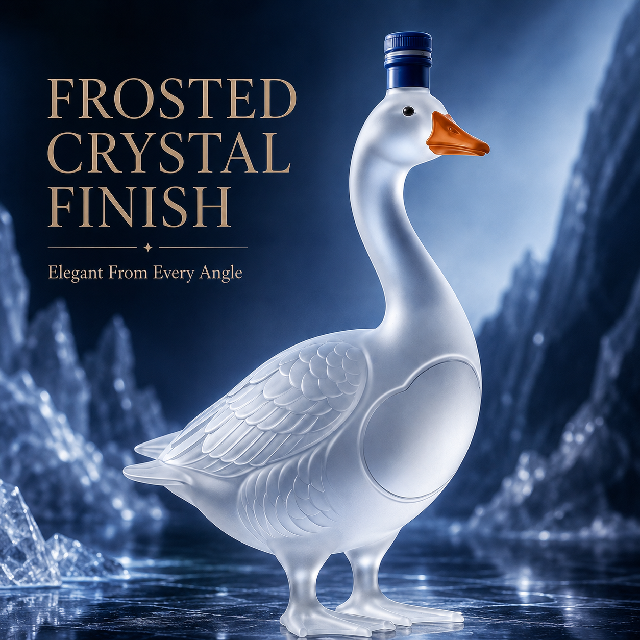 Crystal wing swan bottle detail display