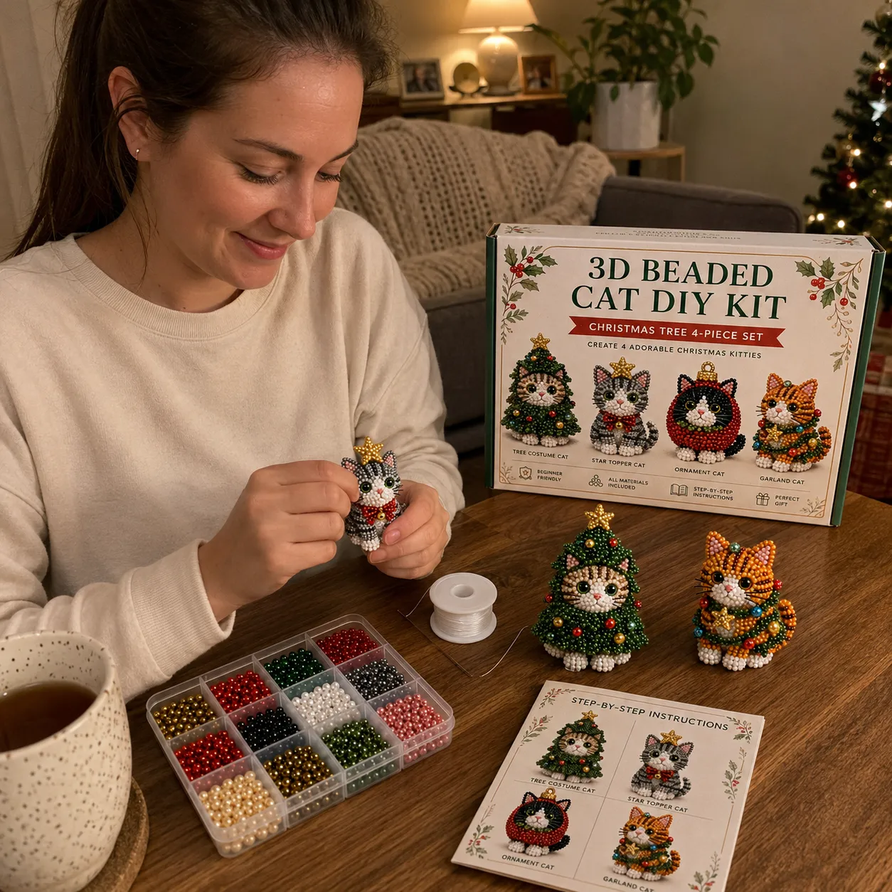 Customer review photo showing bead crafting setup