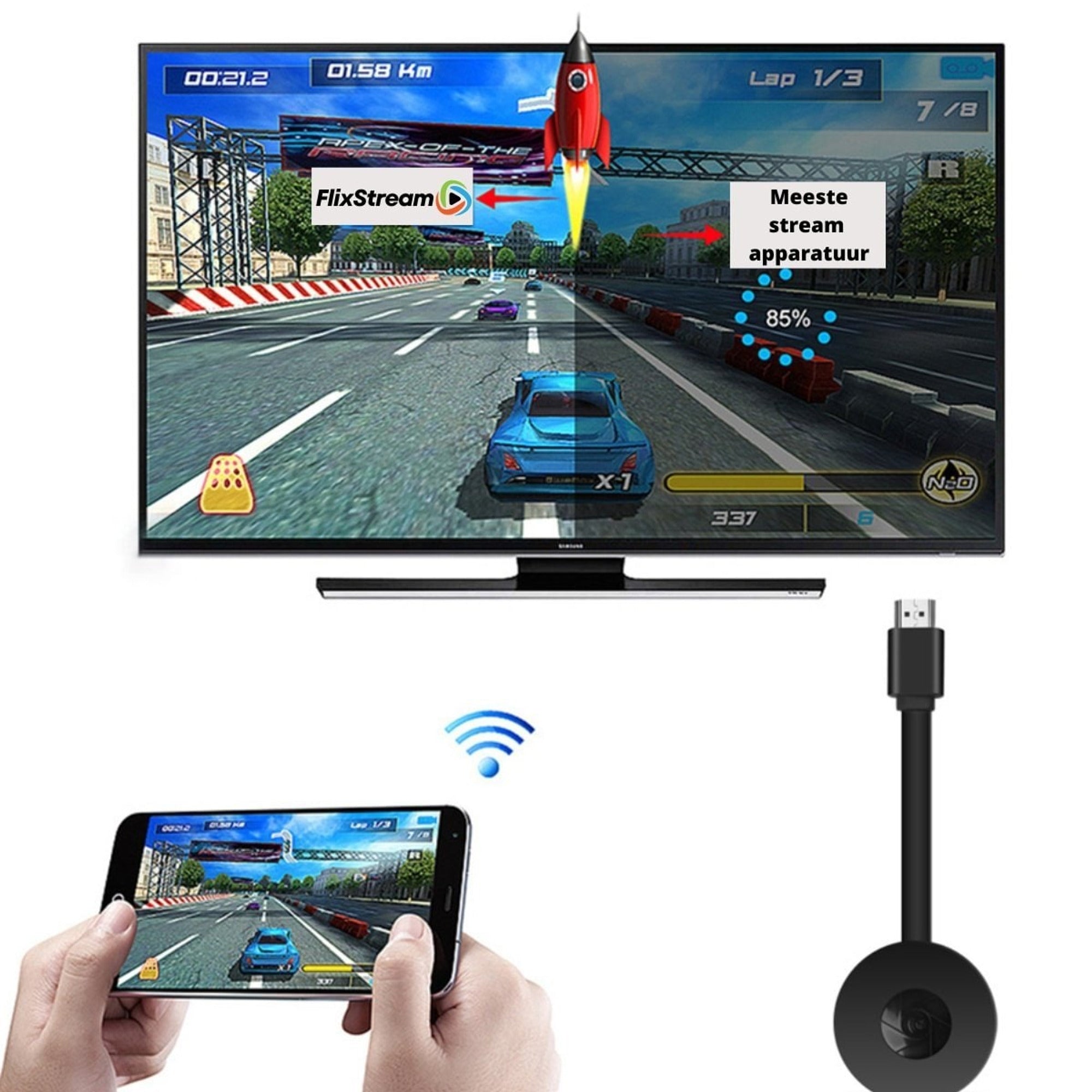 Visioncast One HDMI Wireless Streamer Full HD 1080P Plug-And-Play For Movies Presentations And Games - Product detail