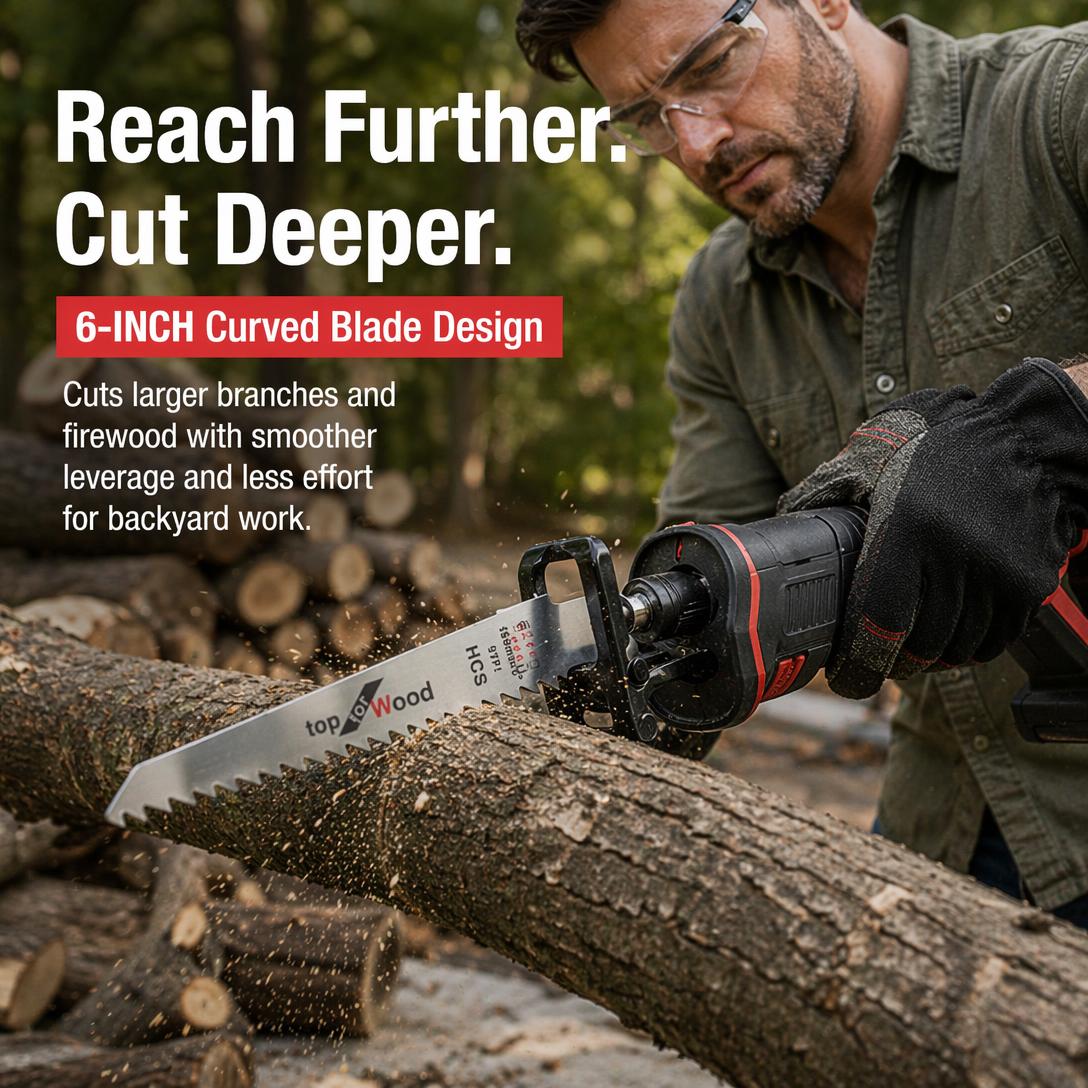 Triple-ground arc tooth design on heavy duty pruning saw