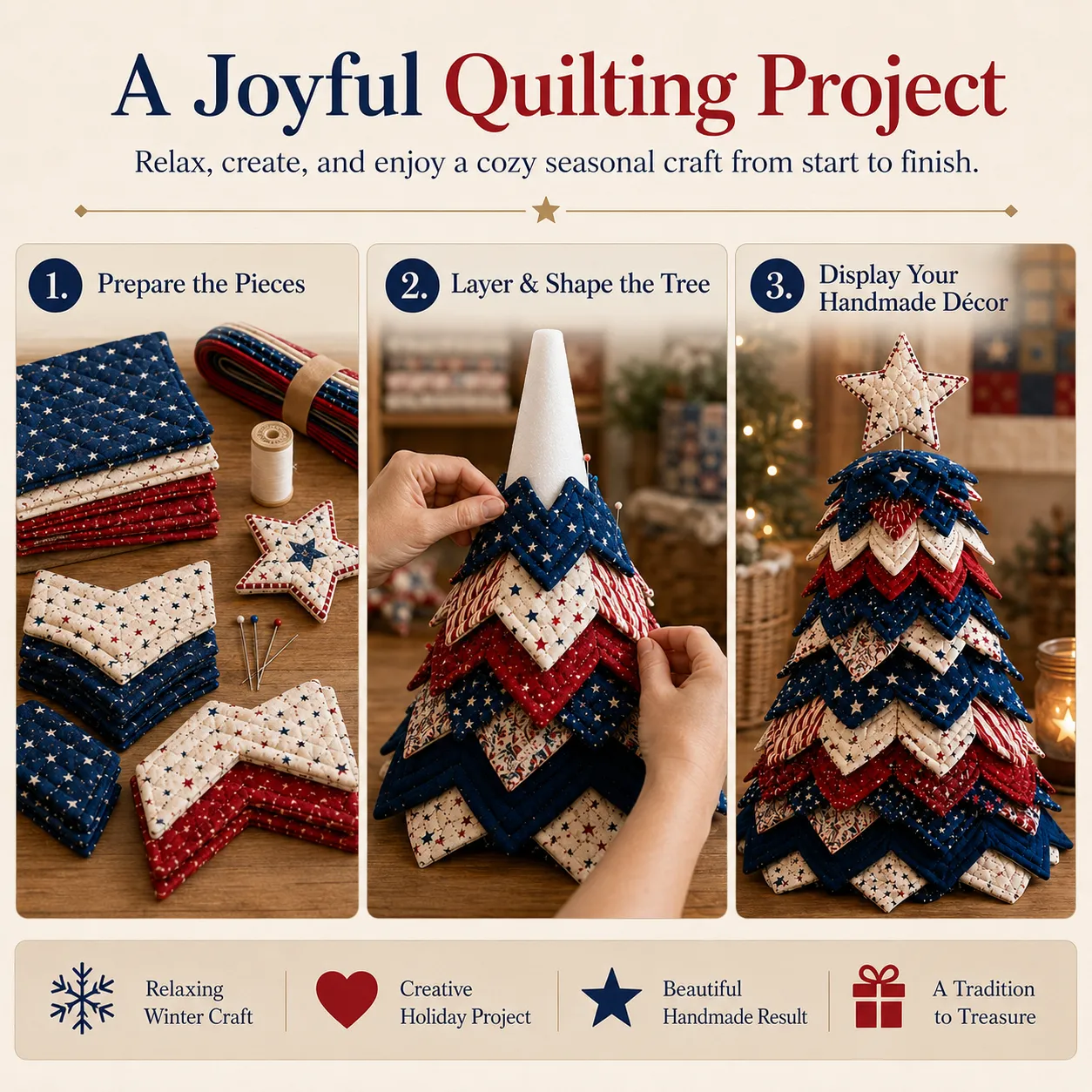 Step by step assembly instructions for fabric tree