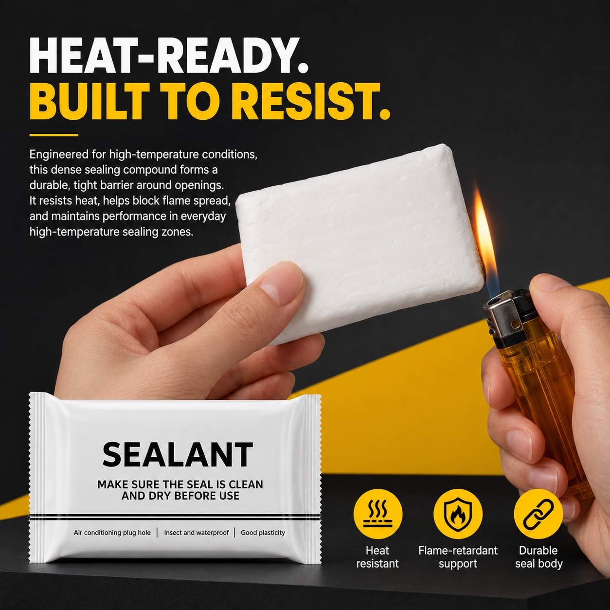 Eco sealing putty for walls pipes seams and boreholes