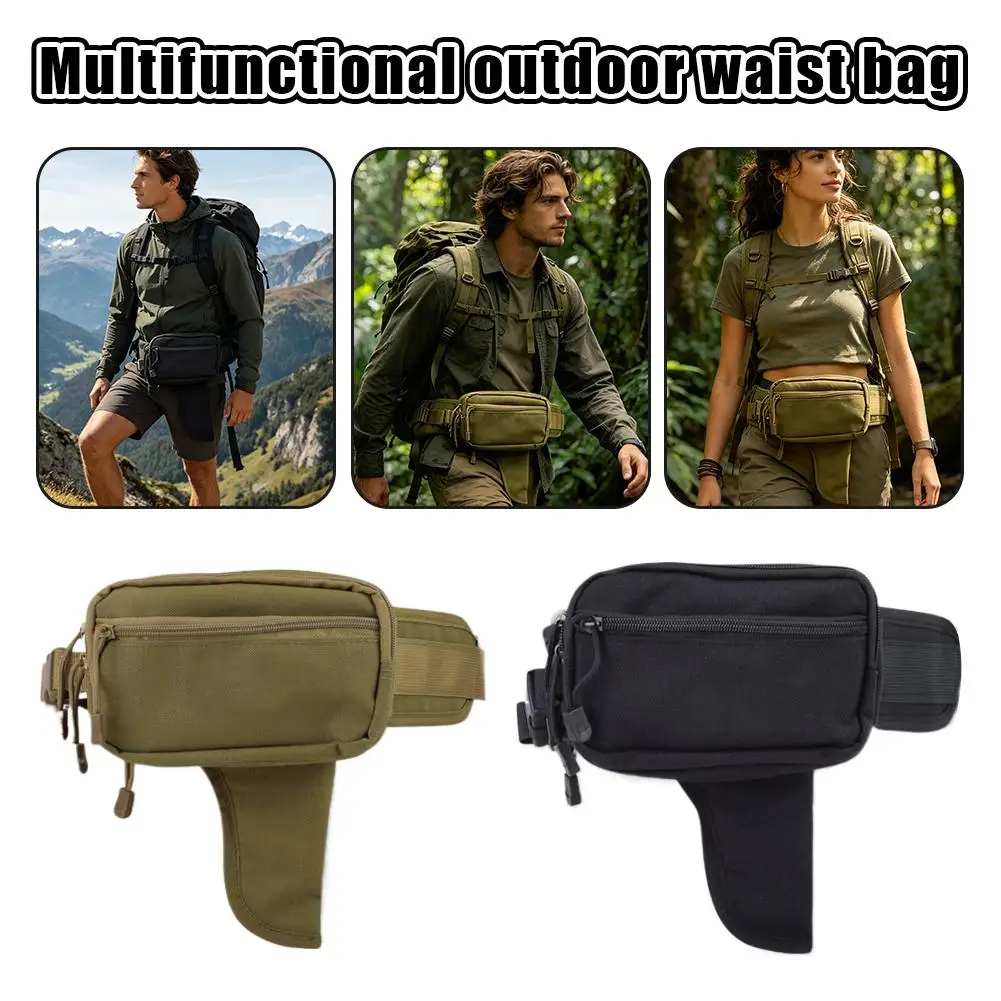 Riñonera táctica de tela Oxford para exteriores para hombres y mujeres, riñonera impermeable con cinturón ajustable para viajes, camping, correr y montar.