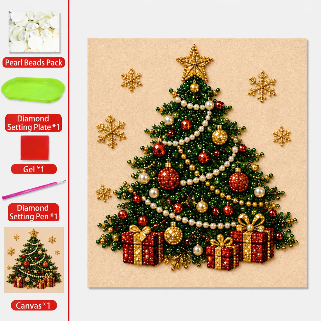 DIY Christmas pearl diamond painting kit contents