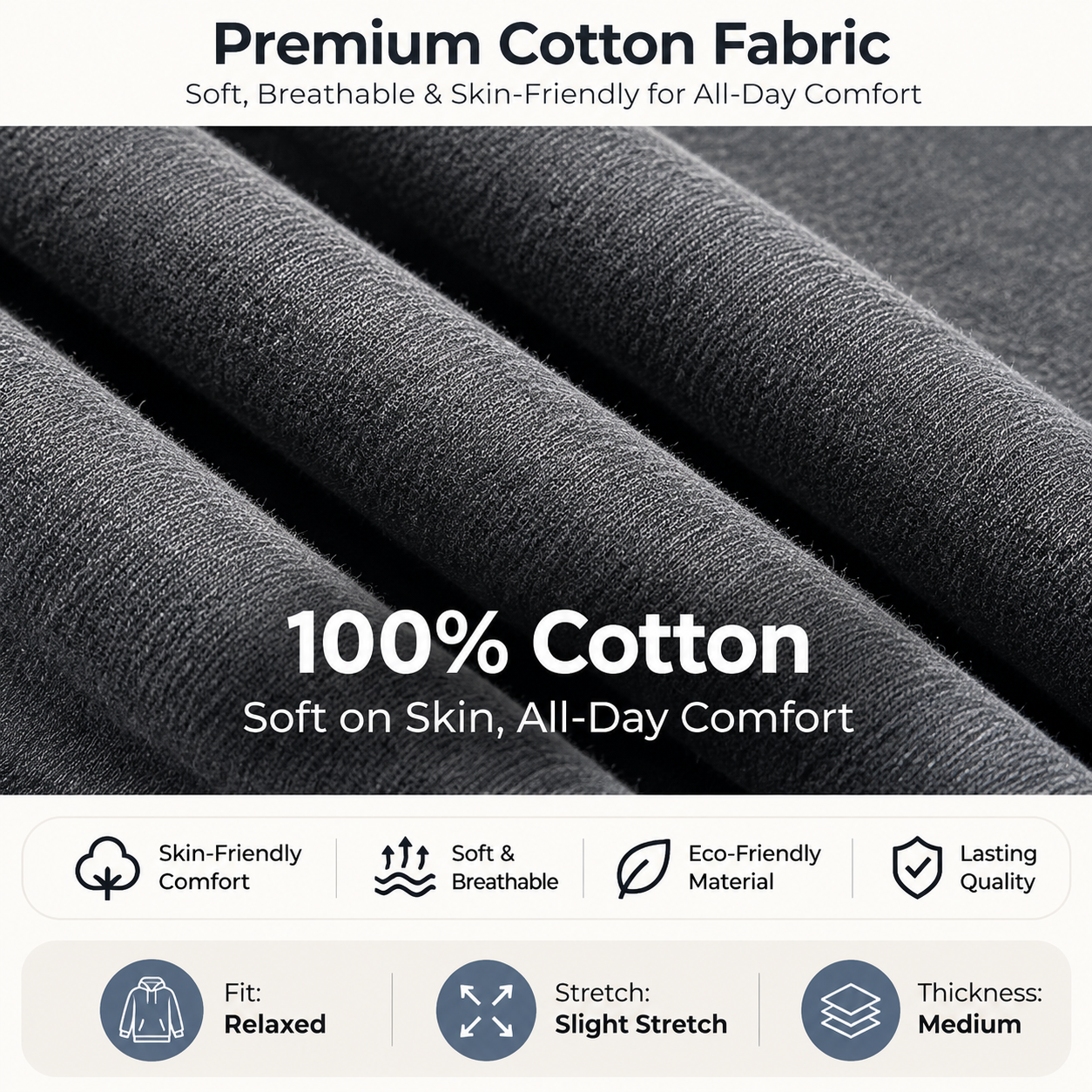 100% pure cotton fabric texture and softness close-up