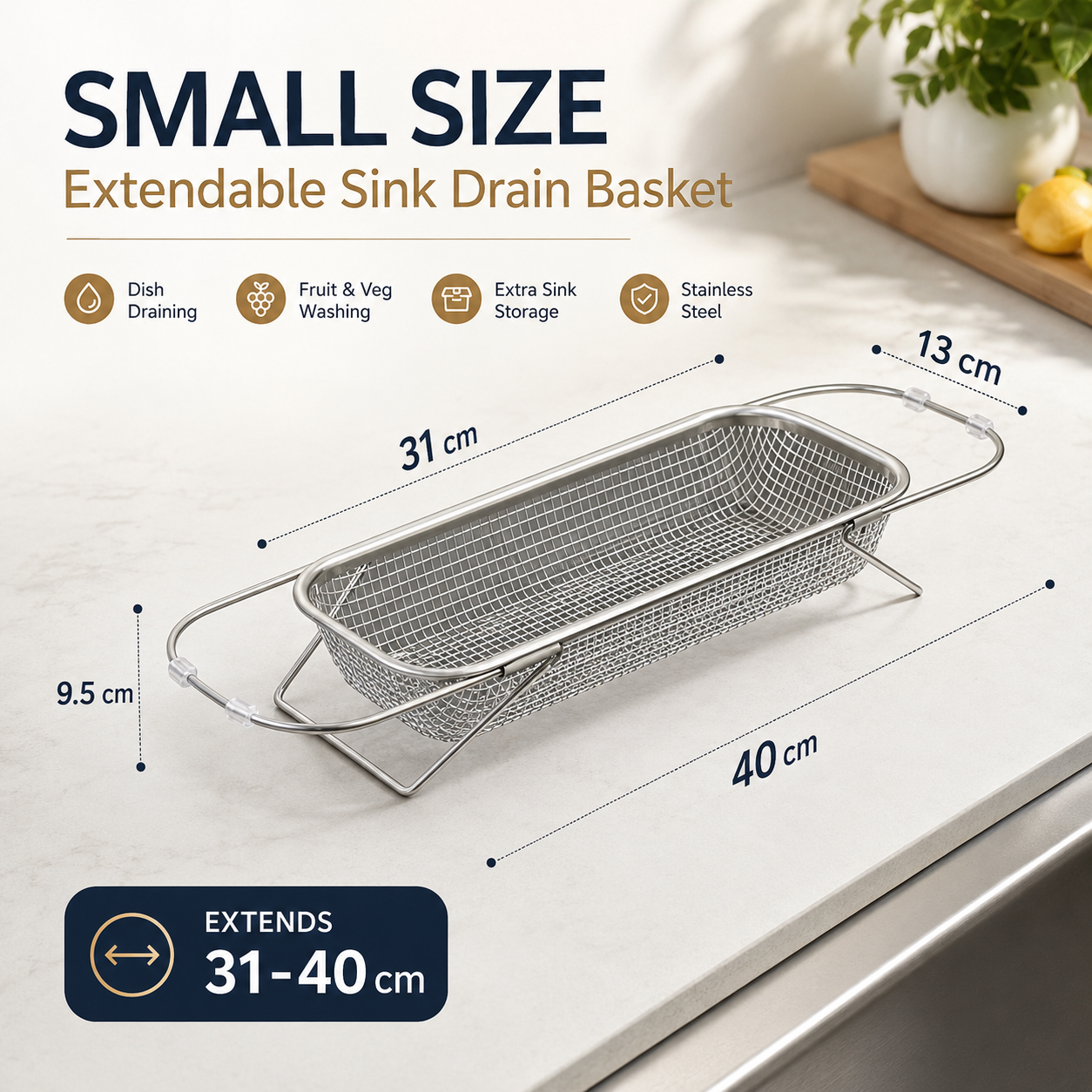 Small size expandable sink drain basket dimensions
