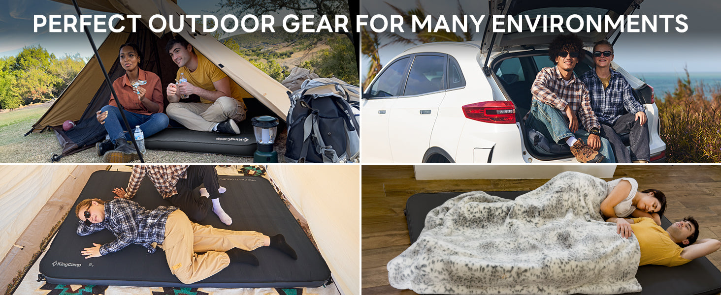 KingCamp 3D Double Self-Inflating Camping Mattress with Built-in Pump