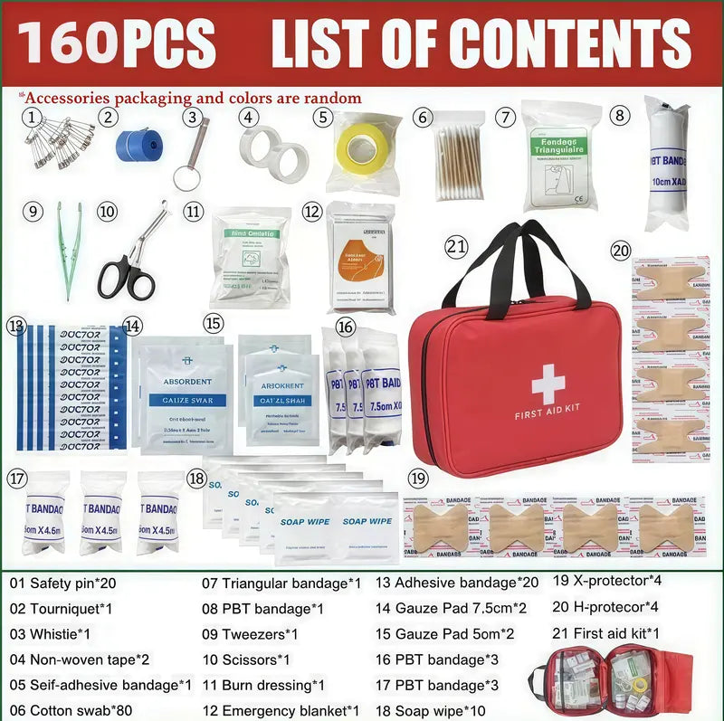 Waterproof first aid kit protective red outer shell