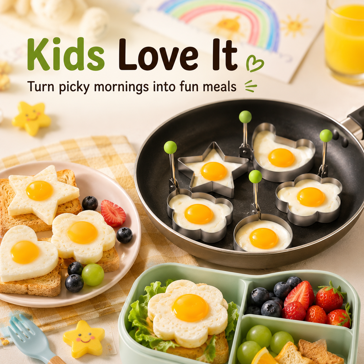 Step by step egg mold cooking process