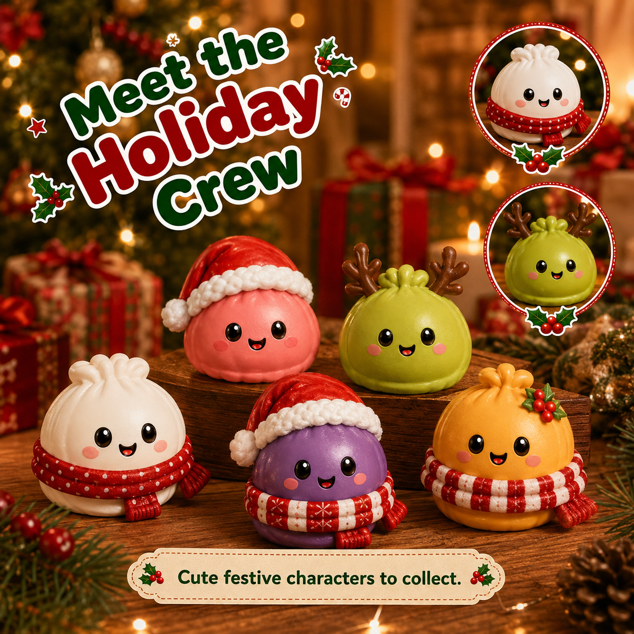 Christmas 24-Day Dumpling Squishy Advent Calendar overview