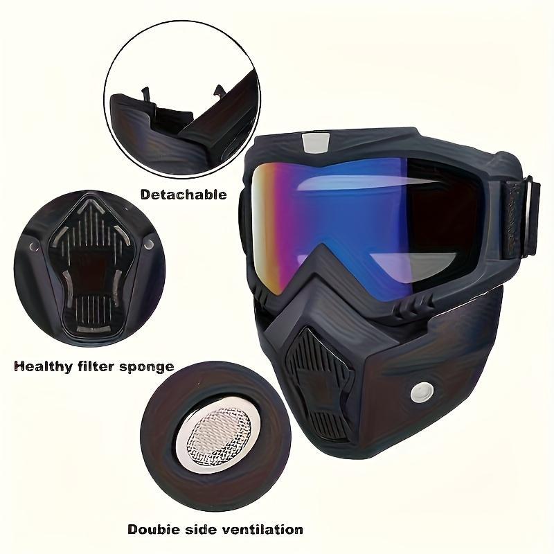 Full Face Protection Mask with Anti-Fog Goggles – Windproof Dustproof Tactical Mask for Outdoor Cycling, Motorcycle Riding, Sandstorm Protection, Breathable Sports Face Cover