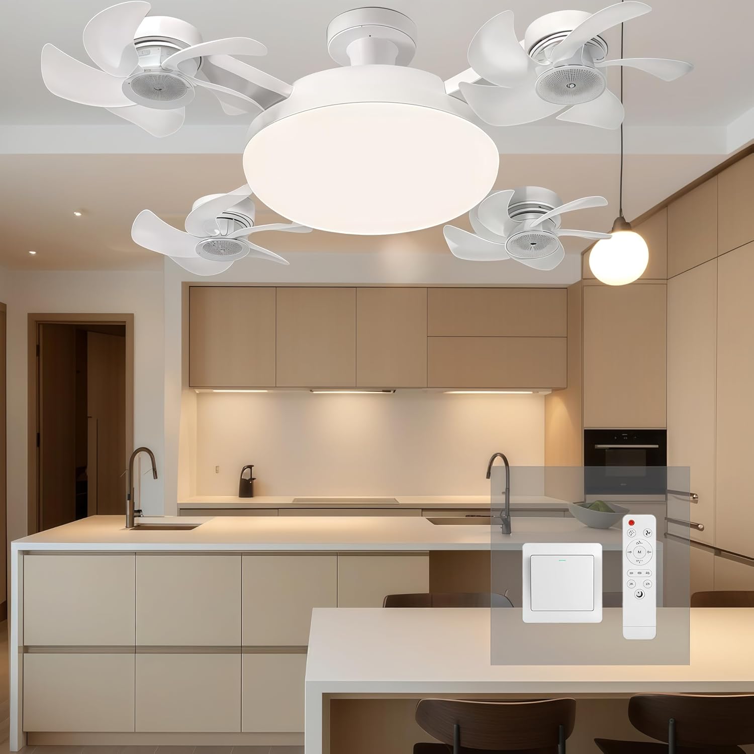 Modern LED ceiling fan light installed in a room