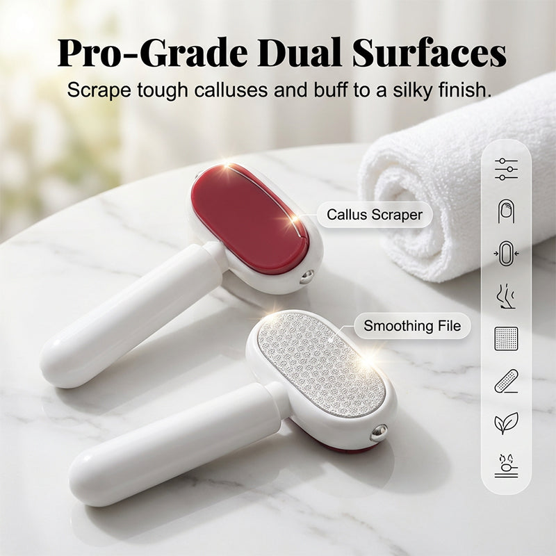 Dual surface foot scraper and fine heel file
