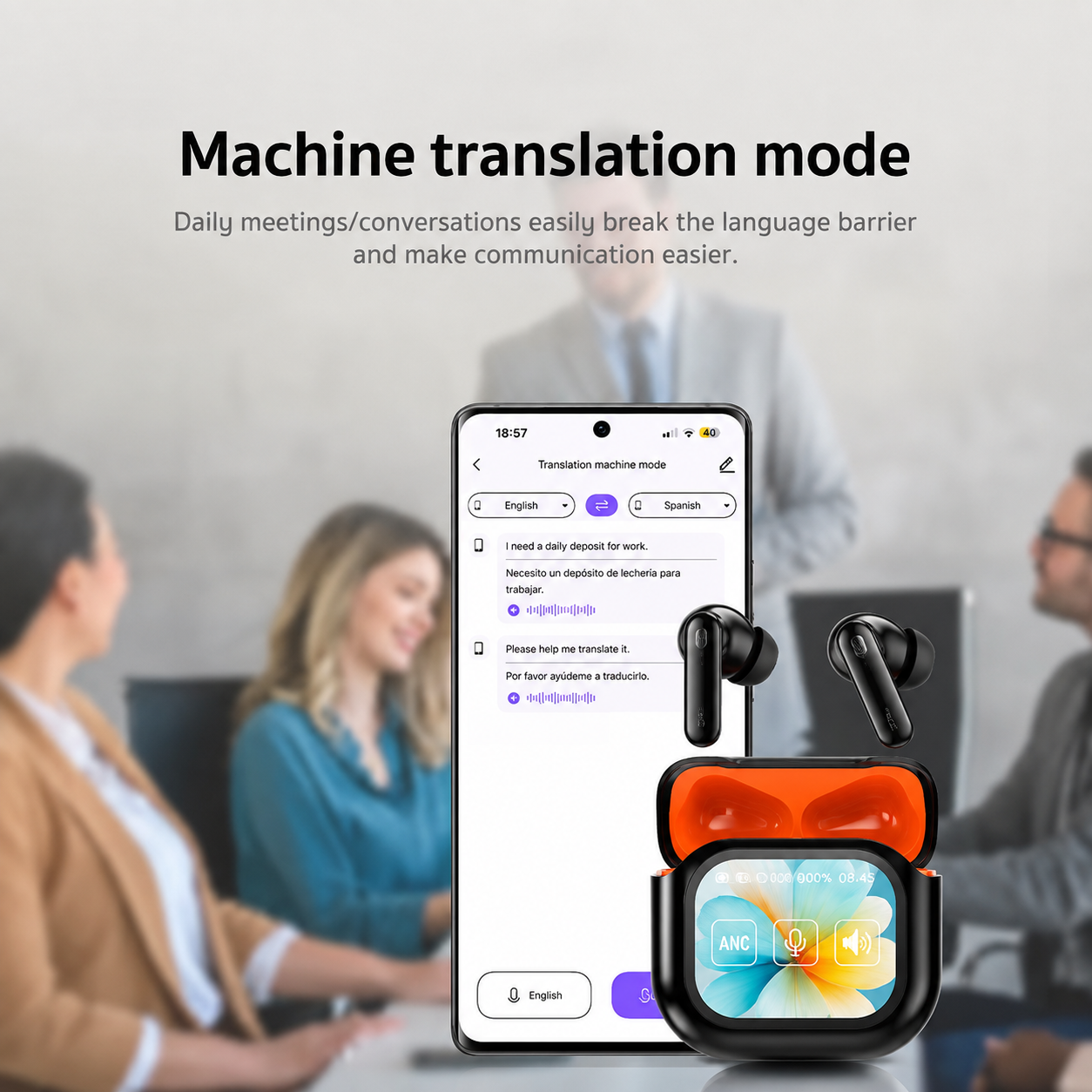 Long battery life AI translator earbuds