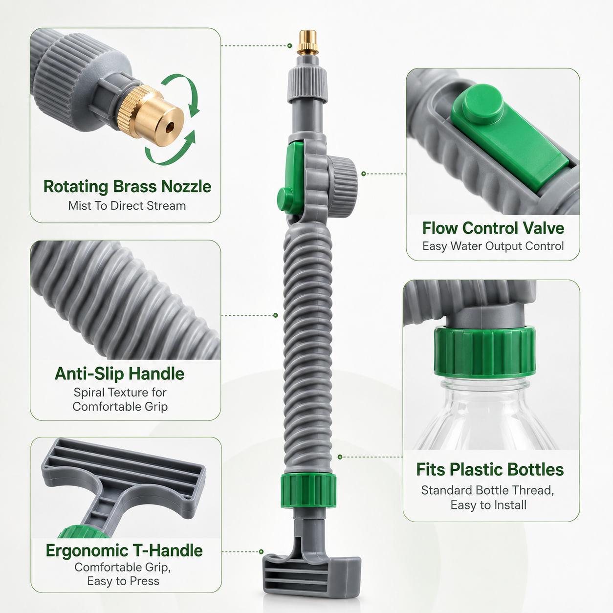 Adjustable brass nozzle switching modes between mist and jet stream