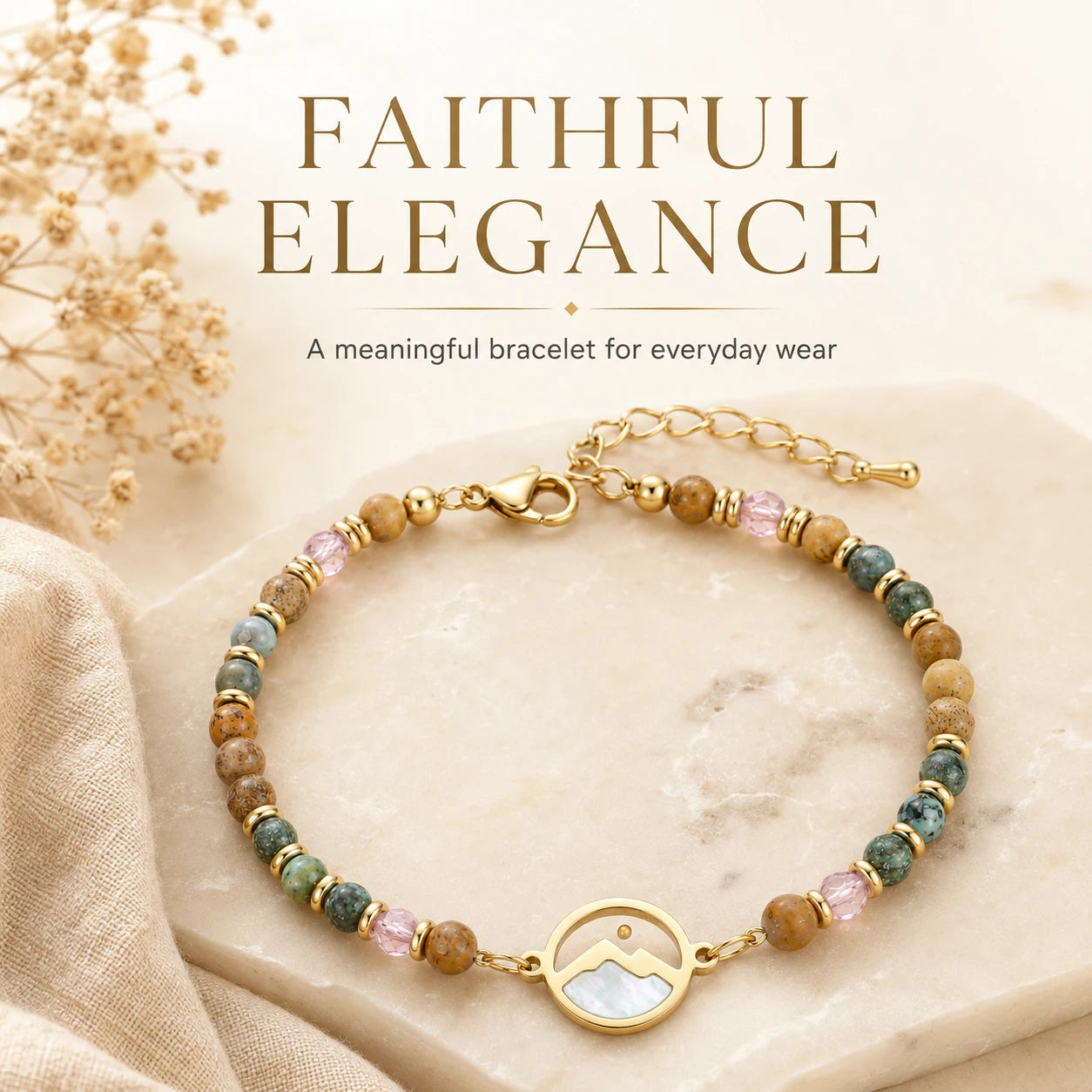 Mountain charm bracelet inspired by faith
