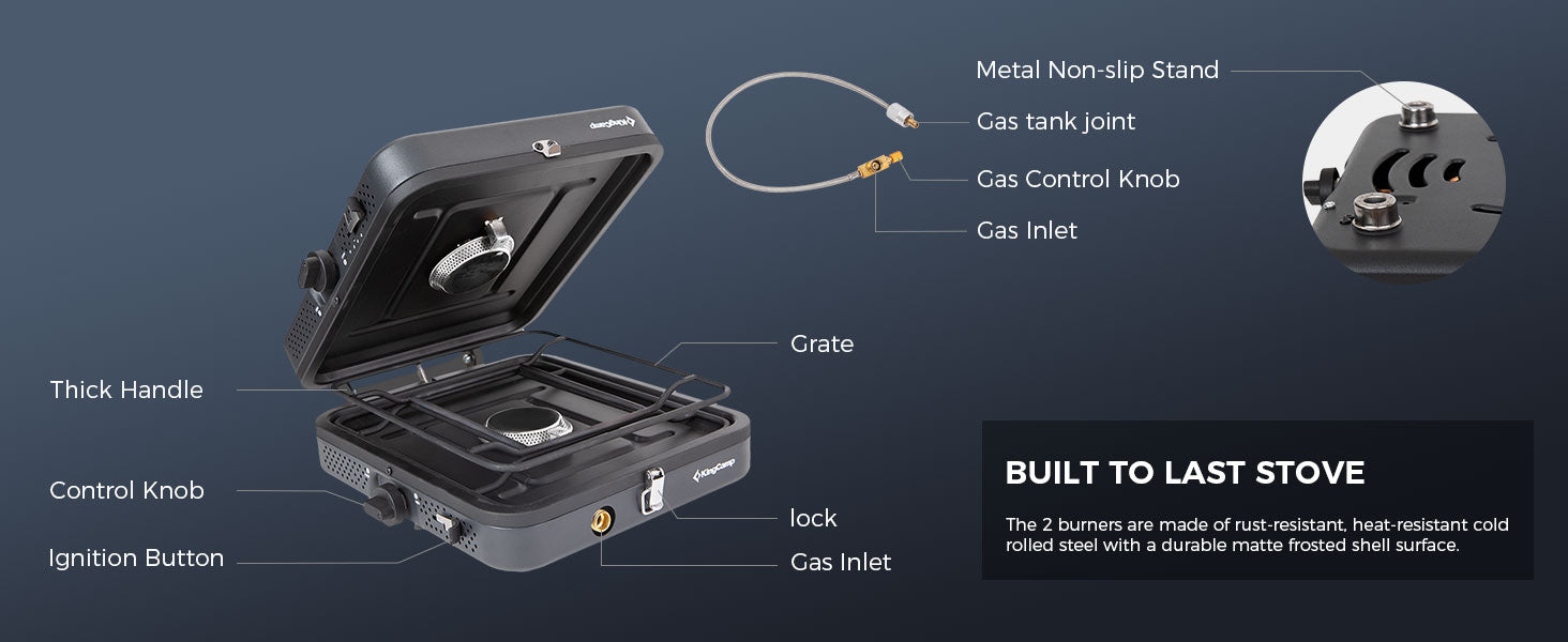 KingCamp Portable 2-Burner Camping Stove