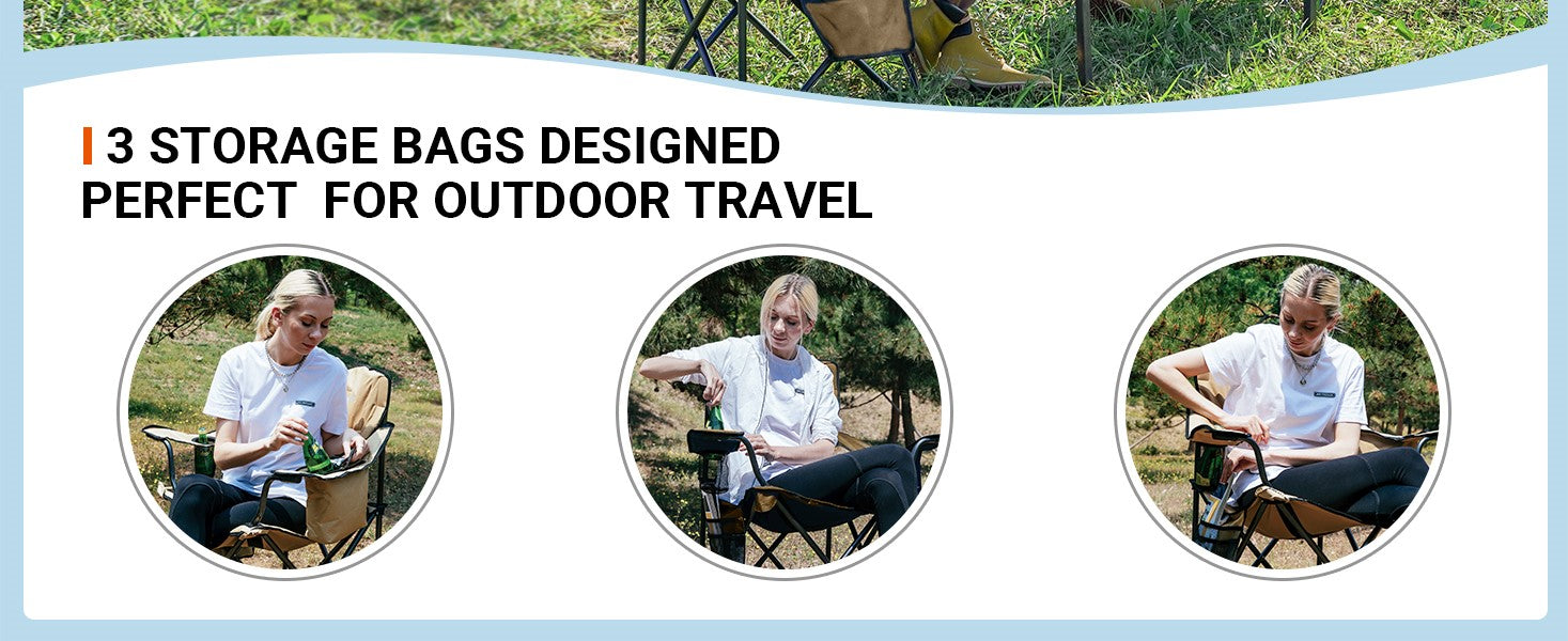 KingCamp Padded Outdoor Folding Quilted Armchair with Built In Cupholder