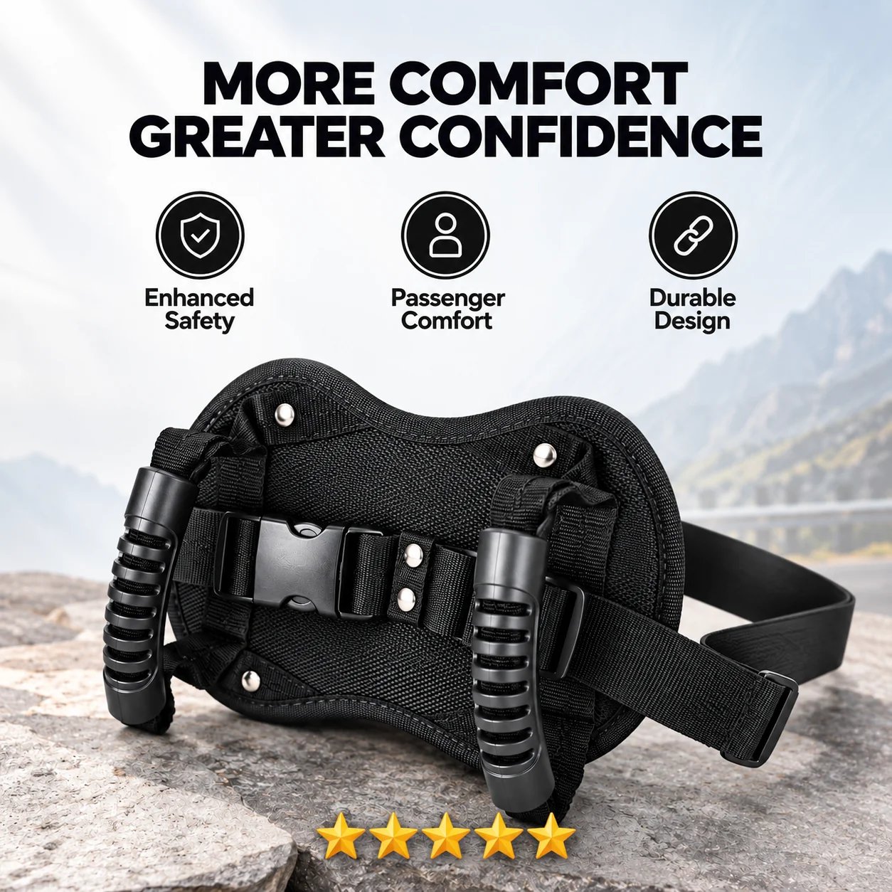 Motorcycle passenger grip belt