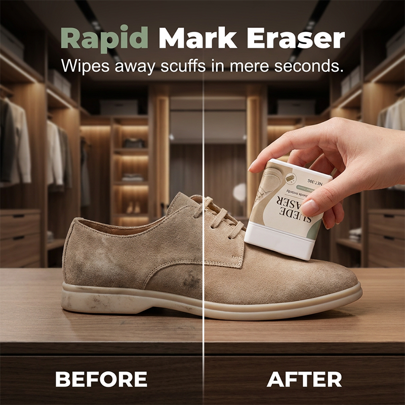 Compact handheld suede eraser block design for quick shoe cleaning