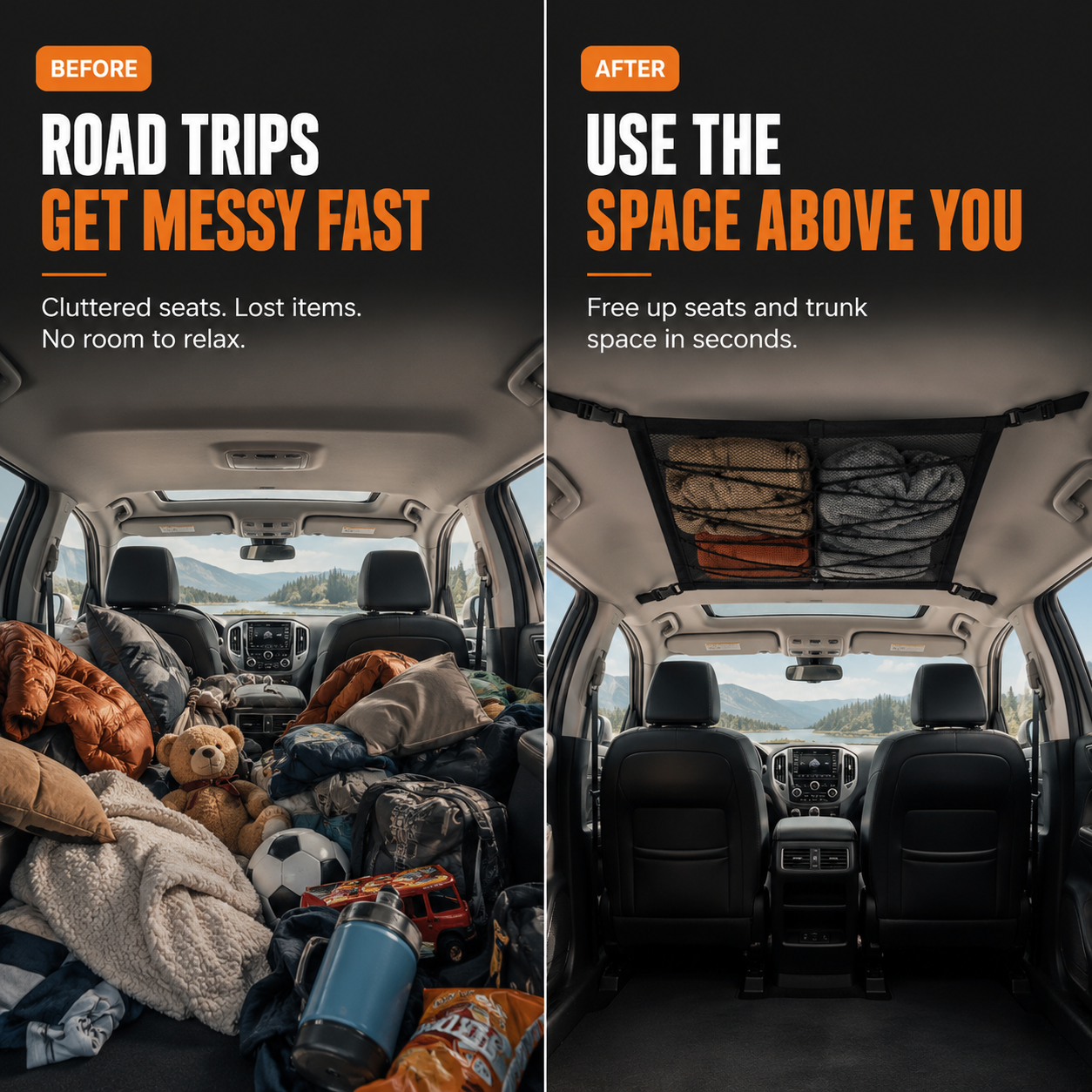 Car Ceiling Cargo Net Organizer