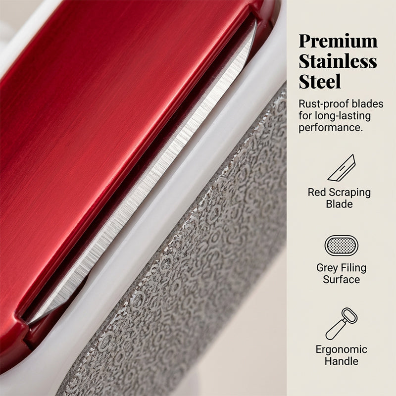 Stainless steel foot file working surface