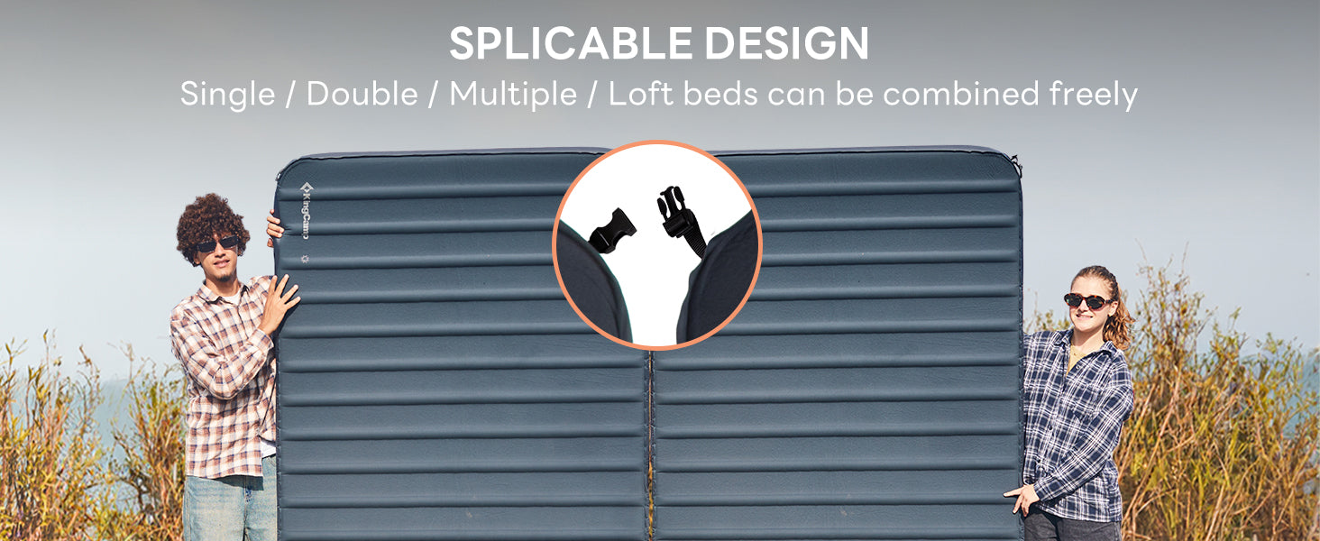 KingCamp 3D Double Self-Inflating Camping Mattress with Built-in Pump