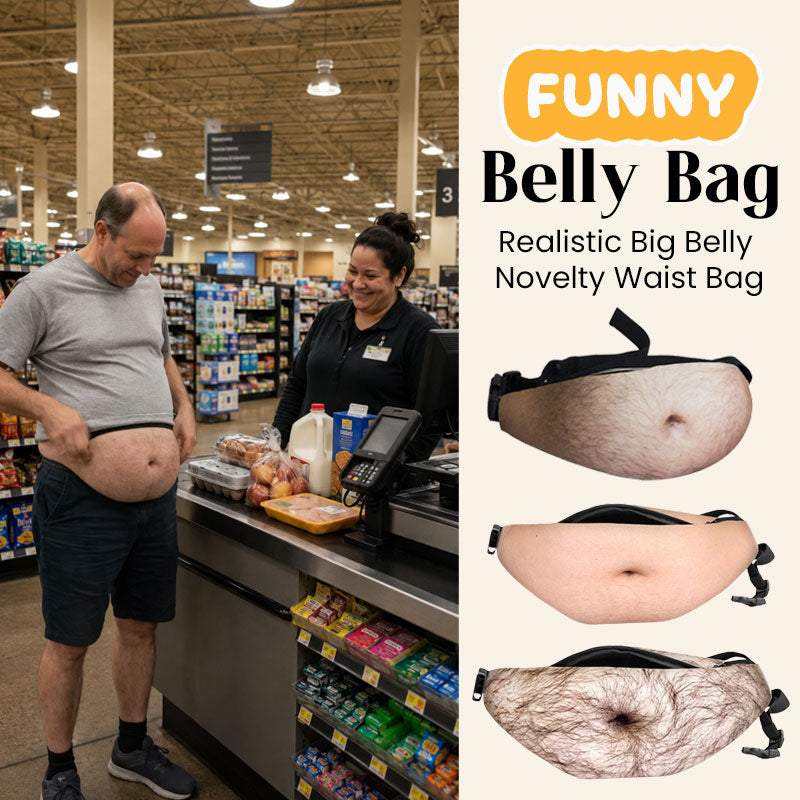 Realistic big belly novelty waist bag overview