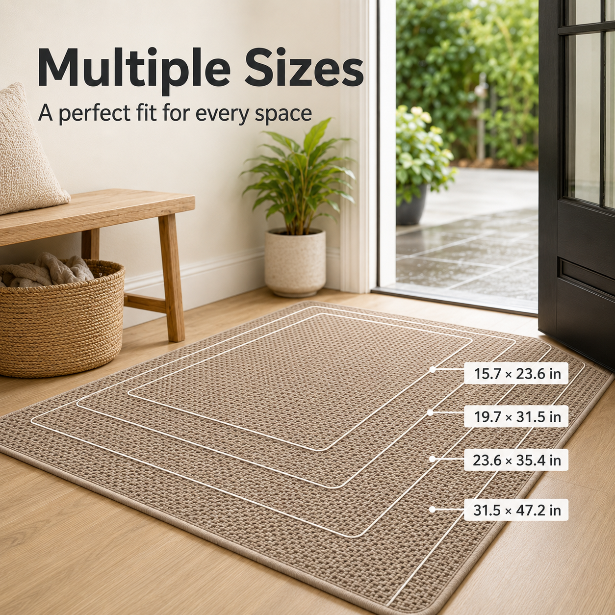 Multiple sizes available for door mat