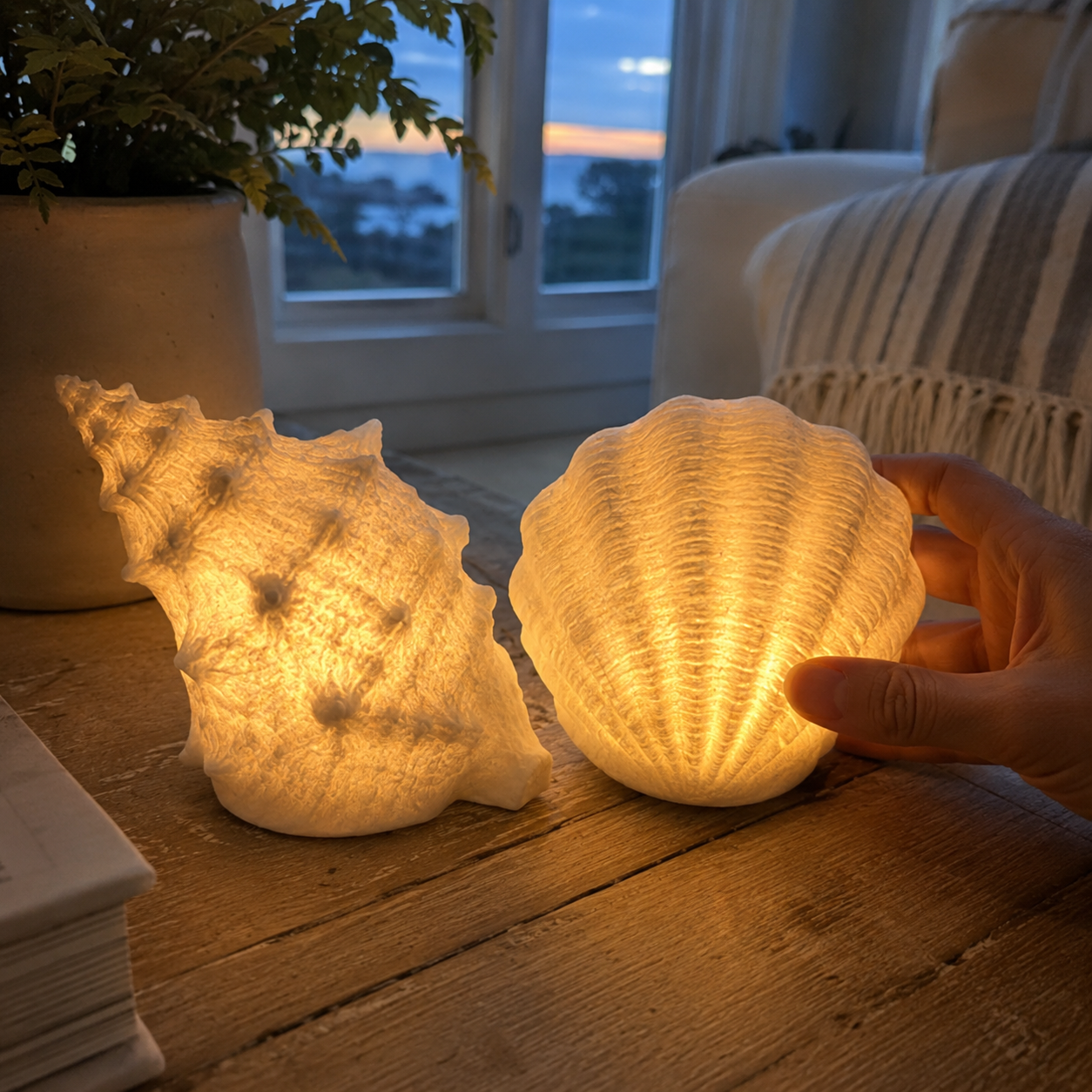 Hand operating the switch on a shell light